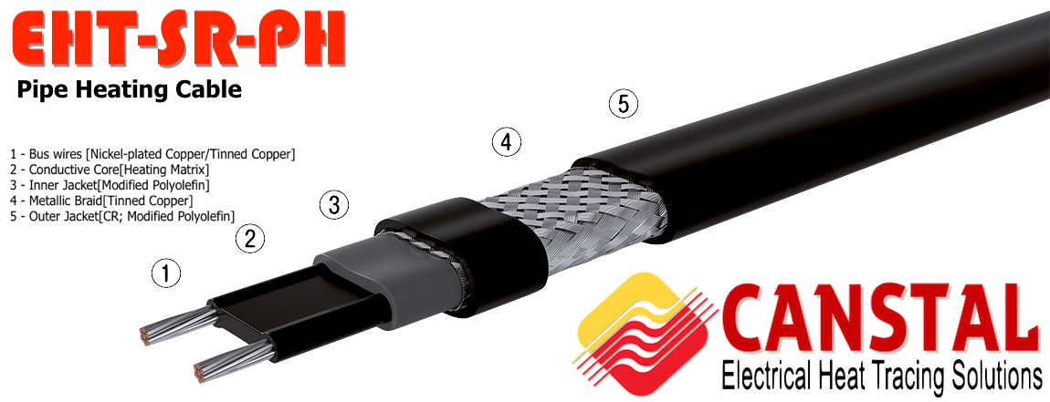 pipe heating cable used by heat tracing companies, conductive heating electrical cable