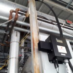 Heat Trace temperature controller with temperature sensor installed along with high temperature heat trace cable for industrial pipes and tanks in Victoria BC Canada.